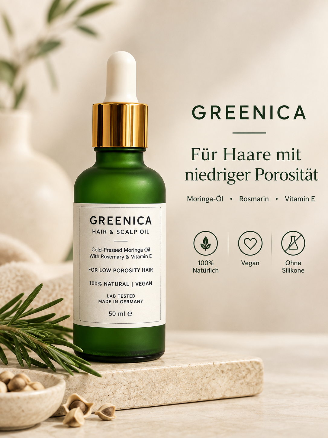 GREENICA Bio Haaröl für geringe Porosität – 50ml