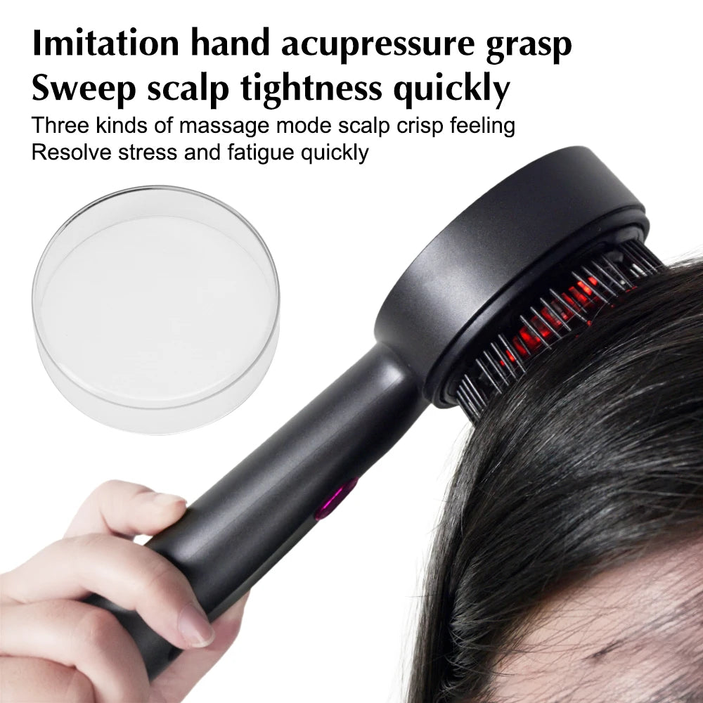 2025 Trendy Electric Hair Brush Head Massager with Red Light Oil Applicator & Growth Loss Prevention for Scalp Care
