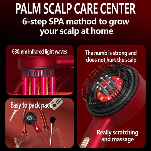2025 Trendy Electric Hair Brush Head Massager with Red Light Oil Applicator & Growth Loss Prevention for Scalp Care
