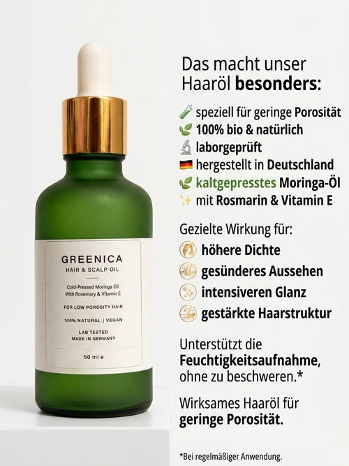 GREENICA Bio Haaröl für geringe Porosität – 50ml