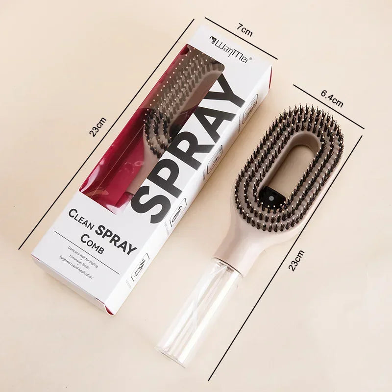 2pcs Hair Spray Comb with Rat Tail Comb Anti-Static Portable Hairbrush with Refillable Bottle Frizz Control Hair Styling Tools